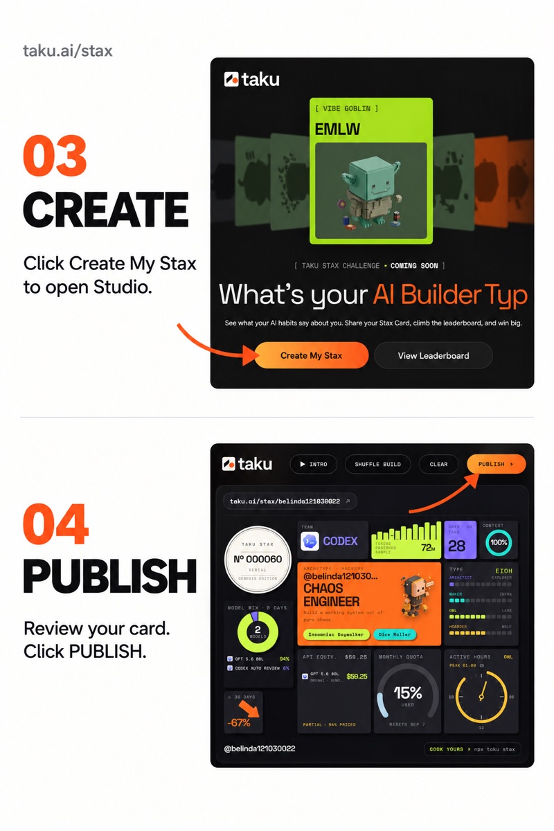 Step 3: Click Create My Stax to open Studio. Step 4: Review your card and click PUBLISH.